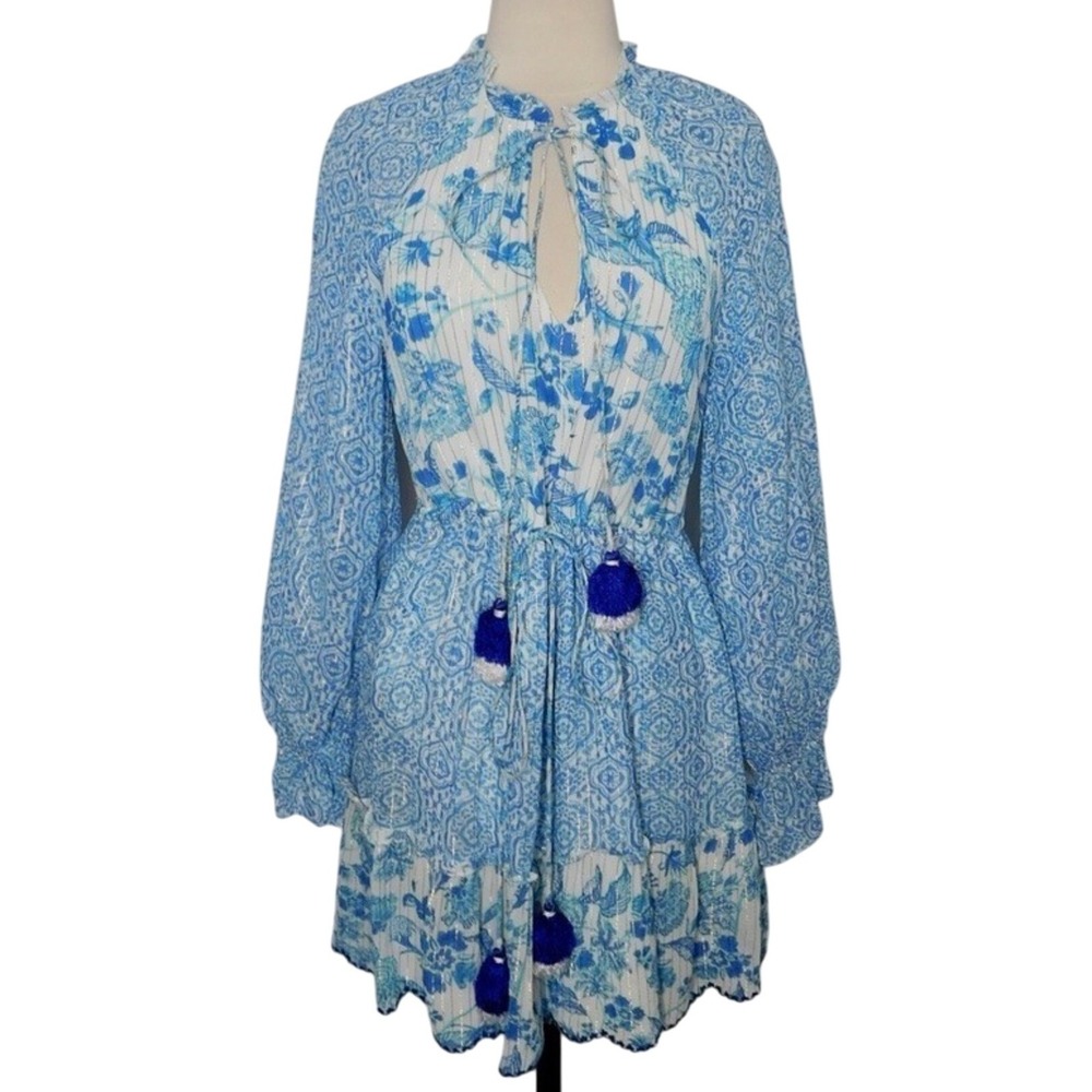 Hemant & Nandita Dress Kaiyo Floral Women XS Blue Prairie Cottagecore Boho
